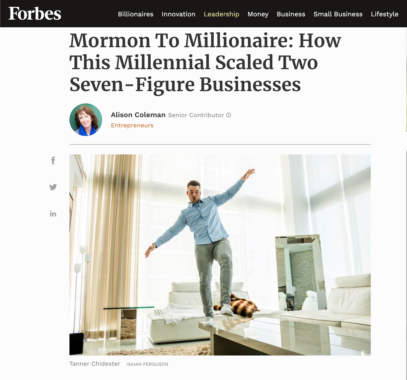 Tanner Chidester Forbes Article 